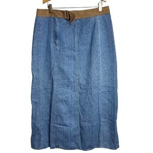 Emma James Blue Denim Suede Waist Cotton Skirt Women’s Size 12